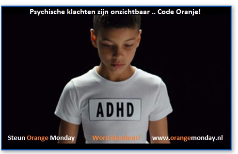 Blog ADHD Jongen met wit T-shirt ADHD met tekst - Steun Orange Monday