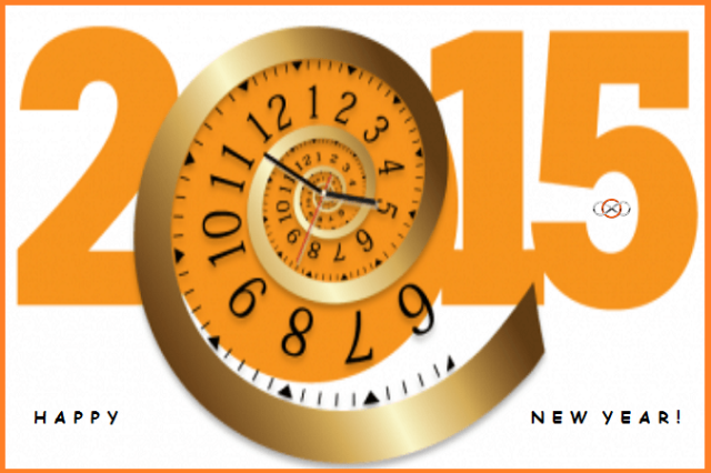 Happy New Year 2015 klok met logo